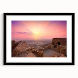 Extra large wall art featuring abstract art prints of a Middle Eastern scenery in vibrant colors on a framed canvas.
