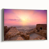 Framed canvas featuring a vintage-style landscape art painting of a Middle Eastern scenery.