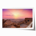 Extra large rolled print of Middle-Eastern scenery with vibrant floral elements, ideal for dining room wall art.