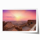 Extra large rolled print of Middle-Eastern scenery with vibrant floral elements, ideal for dining room wall art.