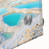 Large abstract wall art of Jordan scenery in muted earth tones on acrylic glass, ideal for dining room art.