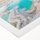 Art deco poster of a Middle Eastern Jordanian landscape in muted earth tones on rolled canvas.