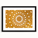 Extra large abstract art print of a Middle Eastern scenery in vibrant, textured colors on a black framed canvas.