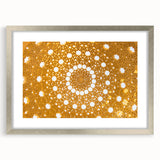 Abstract textured art print depicting Oman scenery in muted earth tones on a framed silver mat, suitable for bedroom decor.