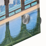 Large abstract wall art featuring a Qatar scenery in muted earth tones on acrylic glass, ideal for dining room ambiance.