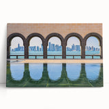 Black and white stretched canvas of Qatar skyline, ideal for kitchen wall art or bedroom ambiance.