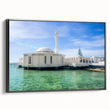 Black and white framed canvas of a vintage Saudi Arabian landscape, suitable for bedroom decor.