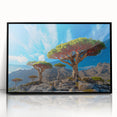 Large abstract wall art depicting a Middle Eastern landscape in muted earth tones on a framed acrylic.