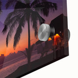 Large abstract wall art depicting serene Oceania Fiji scenery in muted blue and green hues, acrylic print.