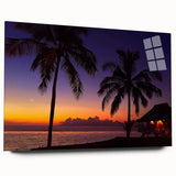 Large abstract wall art of a serene Oceania Fiji scenery on acrylic glass, suited for bedroom or dining room decor.