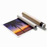 Extra large rolled print of a serene Fiji landscape with lush florals in vibrant green and blue tones.