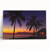 Black and white photograph of a serene Fiji beach on stretched canvas, ideal for kitchen wall art or bedroom ambiance.