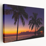 Large art depicting a serene Fiji beach scene on stretched canvas, with soft blue and sandy tones.
