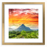 Extra large abstract art print of French Polynesia's Bora Bora in textured style, featuring blue and green hues.