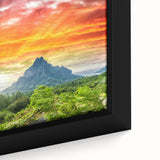 Extra large black wall art featuring a textured depiction of Bora Bora with vibrant oceanic hues, framed canvas.