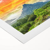 Art deco poster of Bora Bora featuring serene blue and green hues on rolled canvas, ideal for dining room wall art.