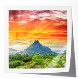 Rolled print of Bora Bora scenery with vibrant blue water and lush green islands, ideal for dining room wall art.