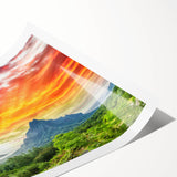 Extra large wall art featuring line art flowers in soft pastel shades on a rolled print.