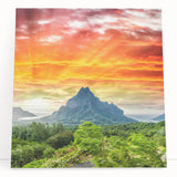 Black and white stretched canvas of Bora Bora scenery, ideal for kitchen wall art or bedroom ambiance.