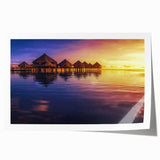 Extra large rolled print of Tahiti scenery, featuring oceanic and floral elements in vibrant blues and greens.