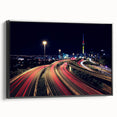 Black and white framed canvas of Auckland landscape, ideal for bedroom wall decor.