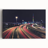 Black and white photo of Auckland skyline on large stretched canvas, suitable for kitchen wall art.