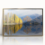 Framed acrylic print of Otago, New Zealand scenery in muted earth tones, ideal for modern art wall decor.