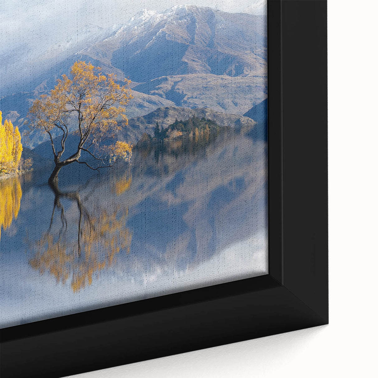 Extra large framed canvas of a textured, colorful Otago, New Zealand scenery on a black background.