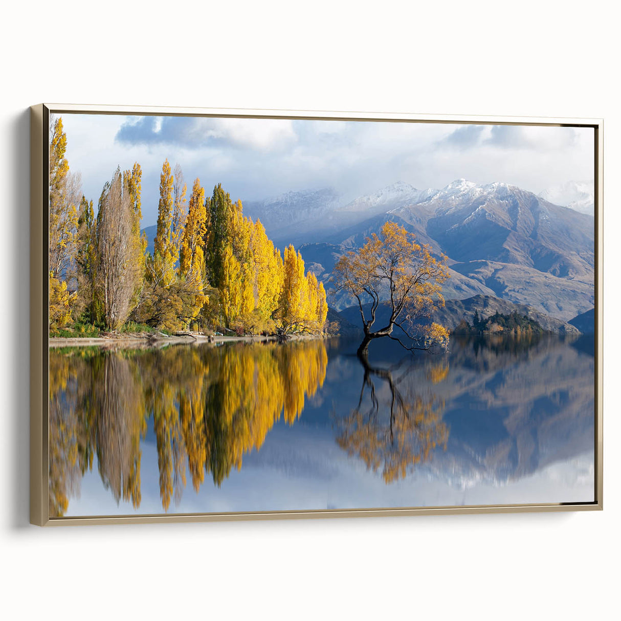 Framed canvas featuring a vintage-style landscape of Otago, New Zealand in muted earth tones, ideal for bedroom wall art.