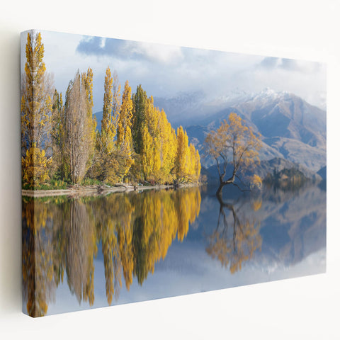 Large art of New Zealand's Otago landscape on stretched canvas, featuring muted earth tones, ideal for kitchen wall art.