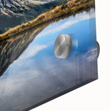 Large abstract wall art of Taranaki, New Zealand in mid-century modernist style on acrylic glass.