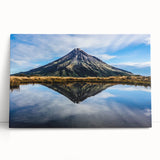 Black and white photograph of Mount Taranaki in New Zealand on stretched canvas, ideal for kitchen wall art.