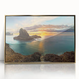 Large art print of New Zealand's West Coast on framed acrylic, showcasing muted earth tones in a mid-century modernist style.