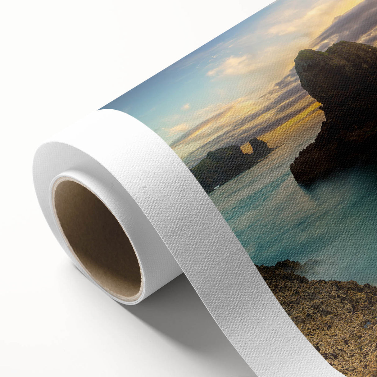 Art deco poster of New Zealand's West Coast in muted blues and greens, rolled canvas, ideal for nursery wall art.
