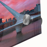 Large abstract wall art depicting Buenos Aires skyline in vibrant blue and orange tones on acrylic glass.
