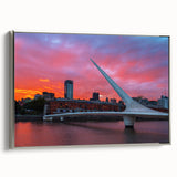 Framed canvas landscape art painting depicting a vintage-style Buenos Aires city scene in muted colors.