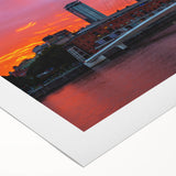 Art deco poster of Buenos Aires skyline in muted gray and blue tones on rolled canvas, suitable for dining room wall art.