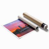 Extra large rolled print of Buenos Aires scenery with vibrant floral elements, ideal for classy bathroom wall art.