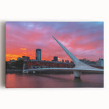 Black and white photo of Buenos Aires skyline on large stretched canvas, ideal for kitchen wall art.