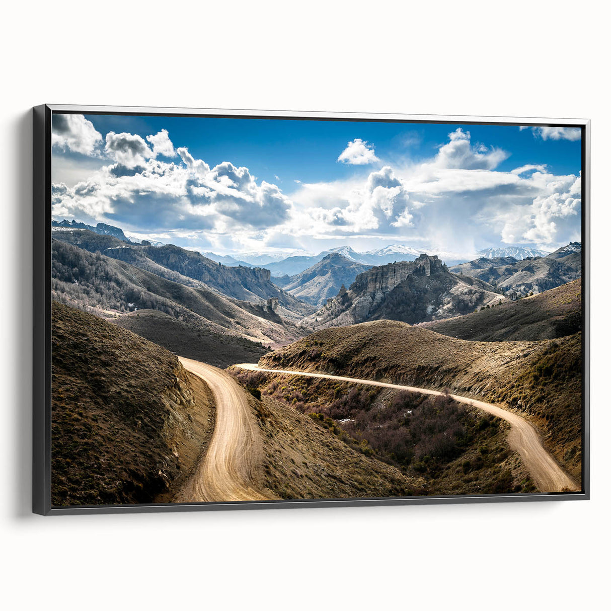 Black and white landscape art painting of an Argentine scenery on framed canvas, ideal for bedroom wall decor.