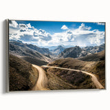 Landscape art painting of an Argentinian scenery on a silver-framed canvas.