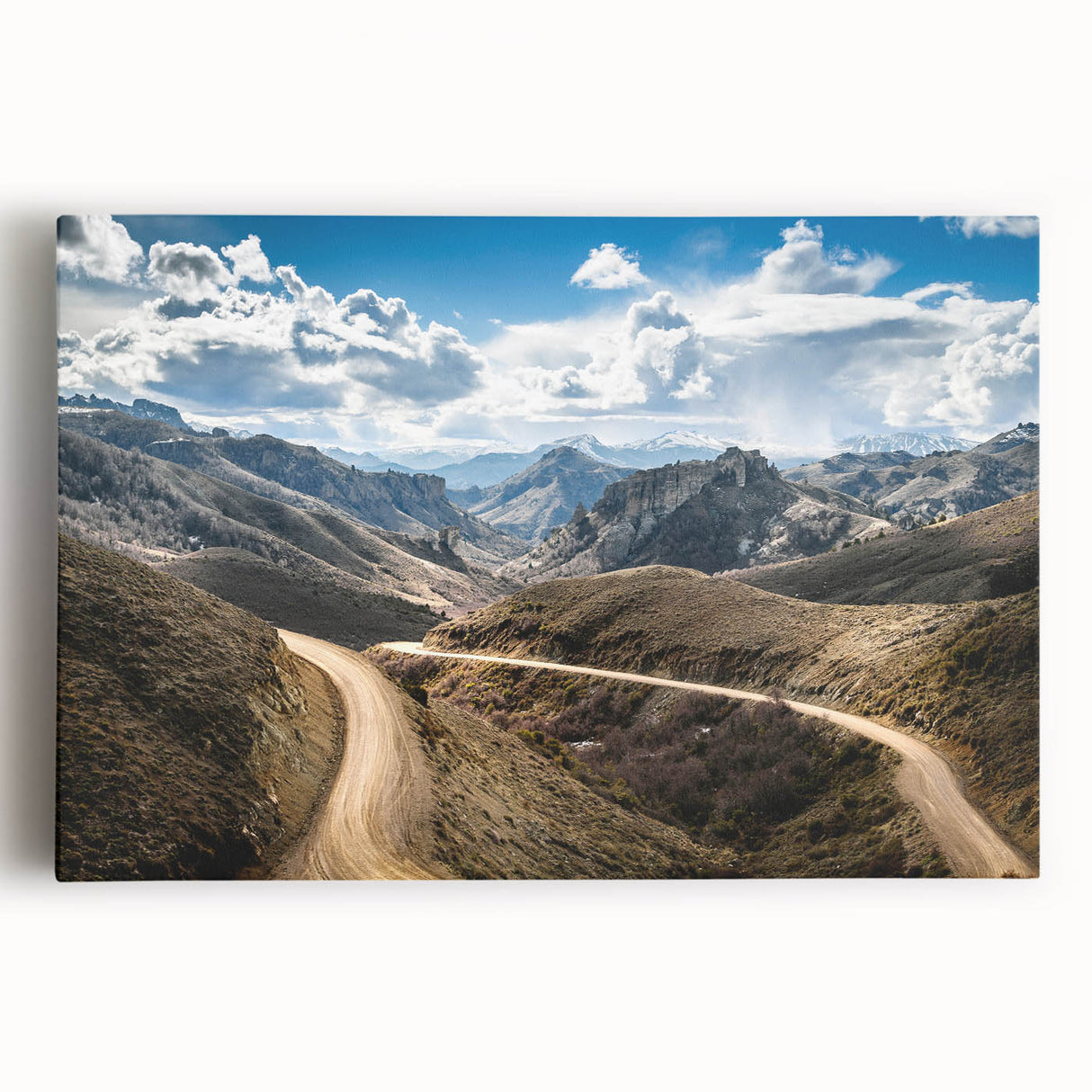 Black and white photograph of an Argentine landscape on stretched canvas, suitable as large kitchen wall art.