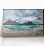 Mid-century modernist acrylic print of a Bolivian landscape, featuring earthy tones, ideal for modern art wall decor.