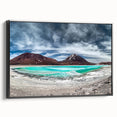 Black and white framed canvas of a Bolivian landscape, ideal for bedroom wall decor.