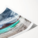 Extra large wall art featuring line art flowers in muted earth tones on a rolled canvas.