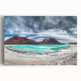 Black and white large art print of Bolivian landscape on stretched canvas, ideal for kitchen wall art.