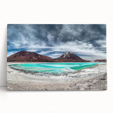 Black and white photograph of Bolivian landscape on stretched canvas.