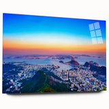 Large abstract wall art of a Brazilian landscape on acrylic glass, in vibrant green and blue tones.