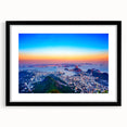 Extra large abstract art print depicting vibrant, colorful Brazilian scenery on textured canvas, framed in black.