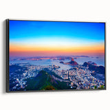Framed canvas of a black and white vintage landscape painting of a Brazilian scene, ideal for bedroom wall art.